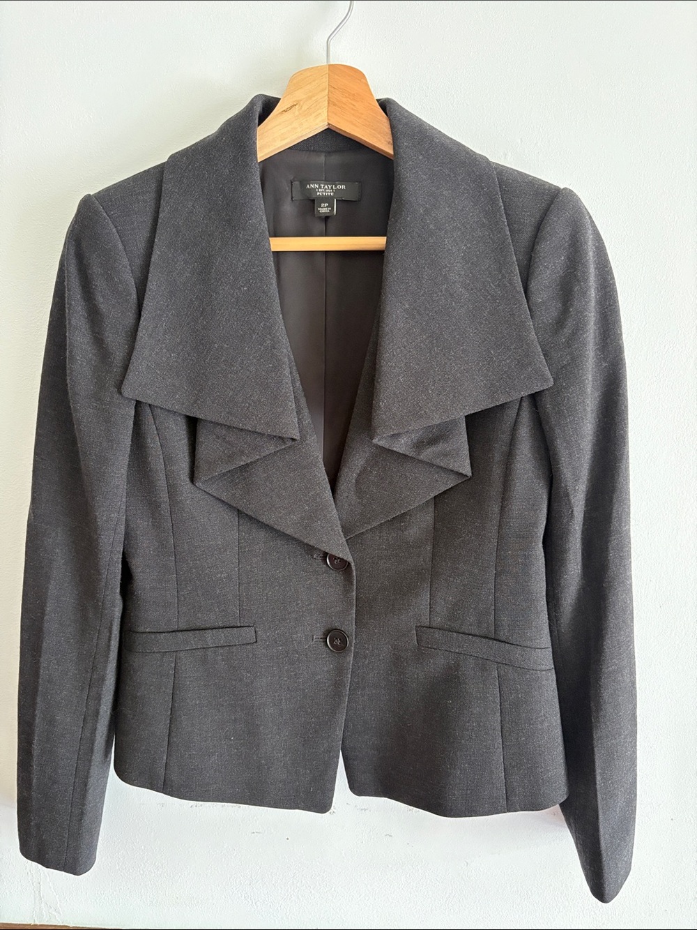 Ann Taylor Charcoal Gray Draped Lapel Women's Blazer